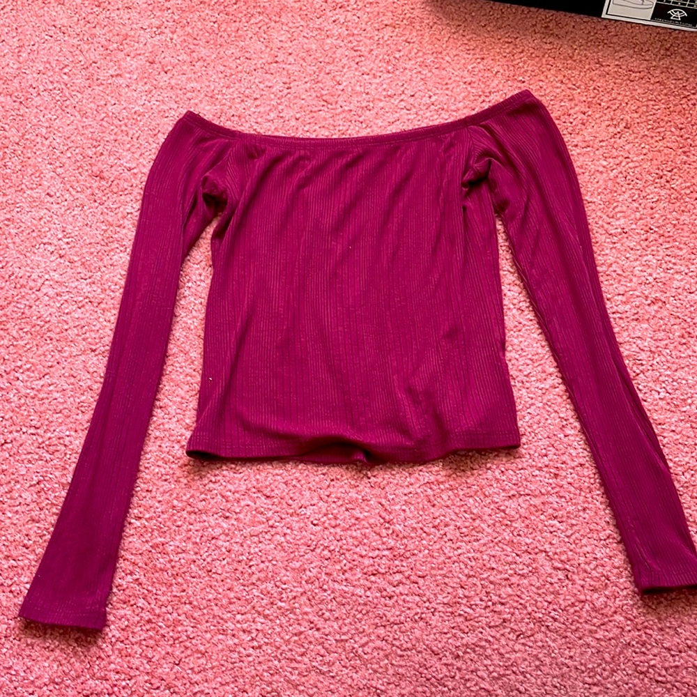 Forever 21 - Off the shoulder maroon long sleeve shirt